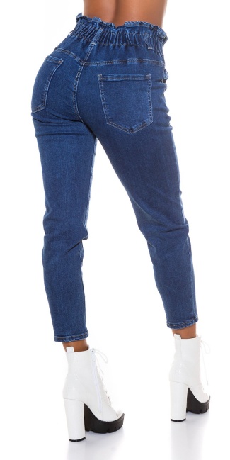 Curvy Girls High Waist Jeans with Elastic Wais Blue